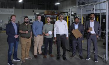 Group photo of founders that Uday Vaidya has mentored: Ryan Spencer, Hicham Ghossein, Dustin Gilmer, Alex Stiles, Uday Vaidya, Pritesh Yeole, Vinit Chaudhary (left to right)