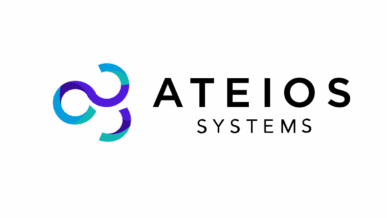 Logo of Ateios Systems featuring an abstract, continuous loop design in blue, teal, and purple on the left, and the words ‘ATEIOS SYSTEMS’ in bold black text on the right.