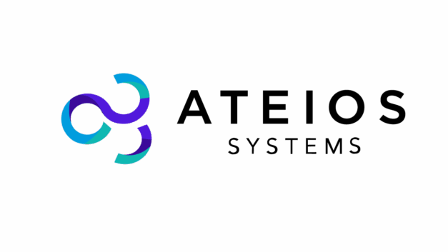 Logo of Ateios Systems featuring an abstract, continuous loop design in blue, teal, and purple on the left, and the words ‘ATEIOS SYSTEMS’ in bold black text on the right.