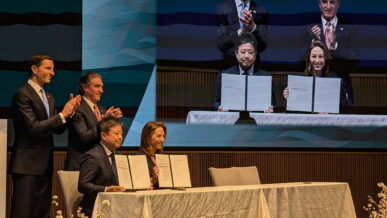 L to R: John Jovanovic, President and Chairman of the Export-Import Bank of the United States; Doug Burgum, United States Secretary of the Interior; Tomoya Murata, General Manager, Trafigura Japan; Megan O’Connor, Co-Founder and CEO, Nth Cycle.